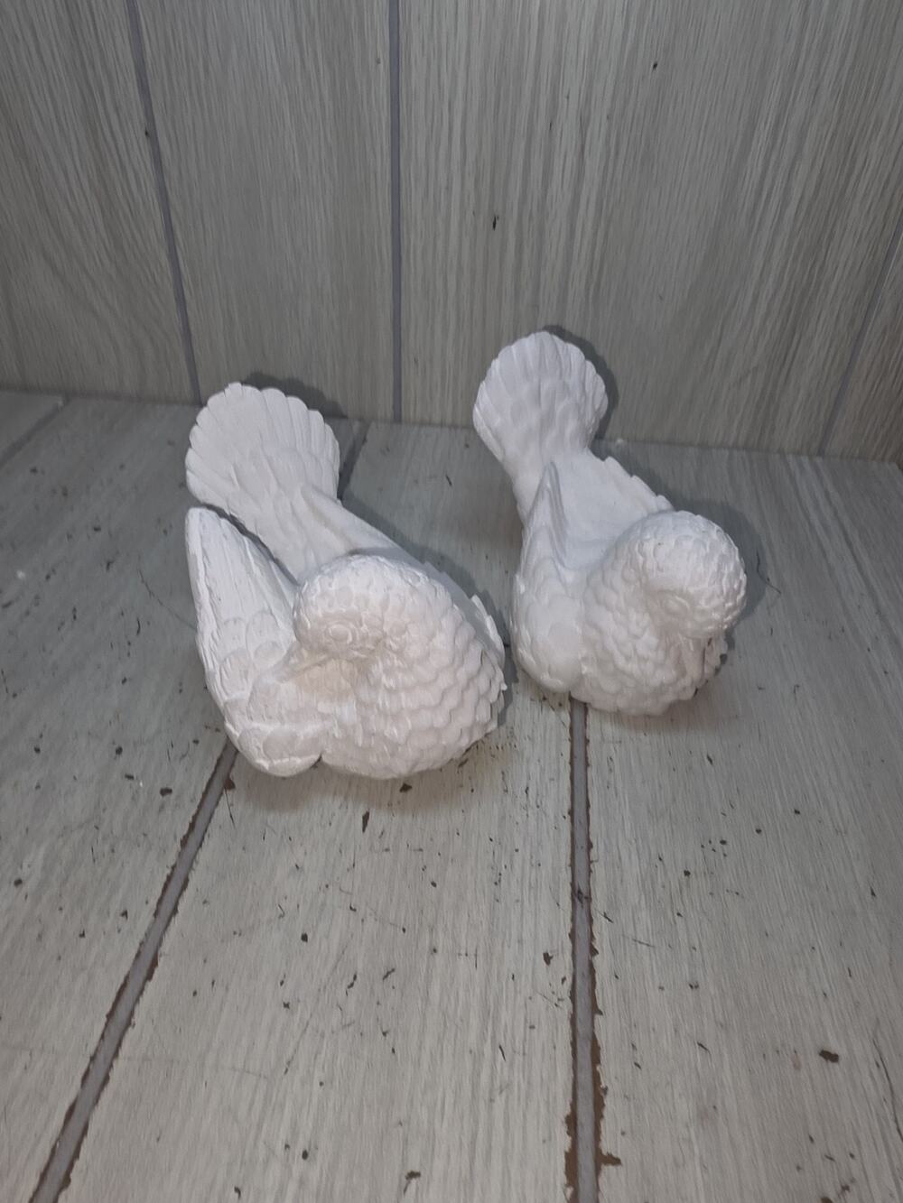 Vtg A. Santini Pair Of White Carved Alabaster Stone Dove Figurines Birds Italy
